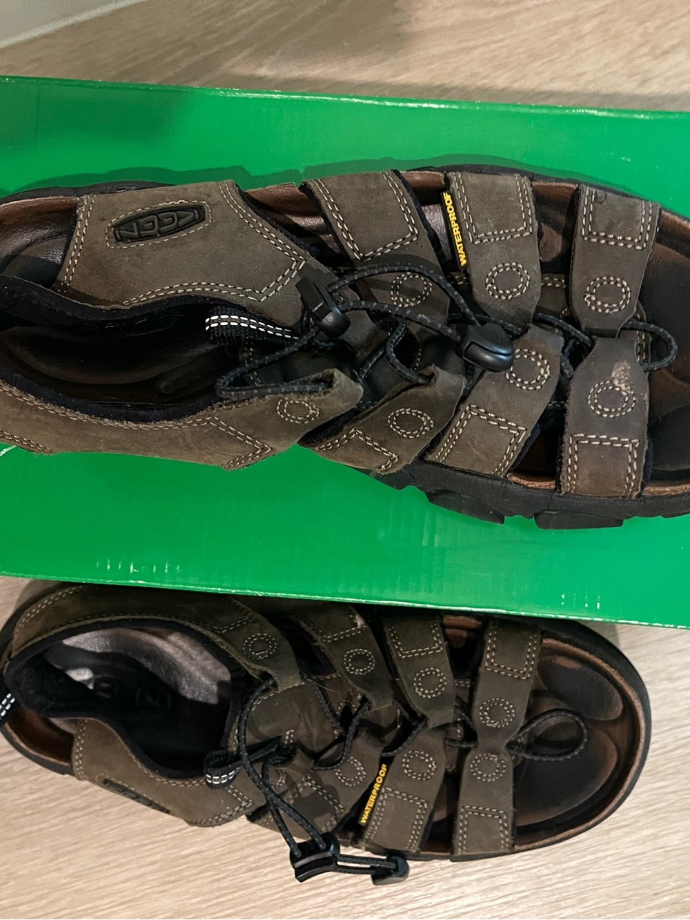 Keen Men's Olive Green/Gray Leather Strappy Outdoor Sandals